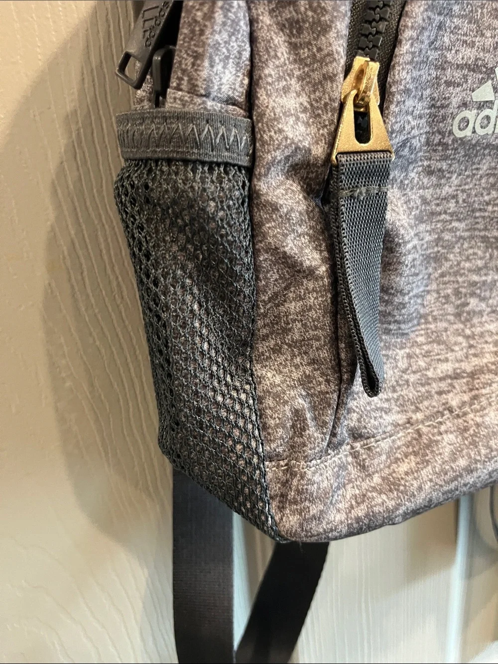 adidas Grey Heather Mini Backpack with Mesh Side Pockets